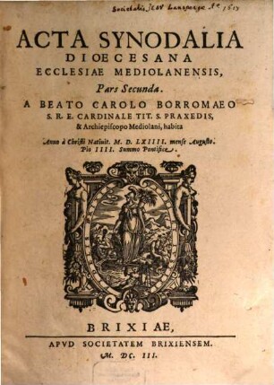 Acta Ecclesiae Mediolanensis, 2. Acta Synodalia Dioecesana Ecclesiae Mediolanensis