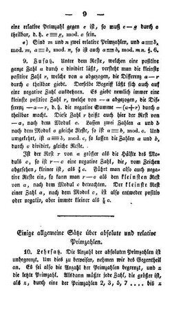 Einige allgemeine Sätze über absolute und relative Primzahlen.