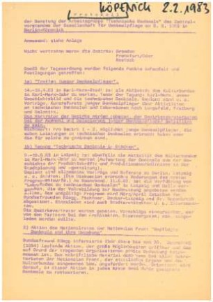 Protokoll AG Technische Denkmale - Beratung Köpenick 1983