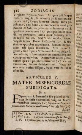 326-345, Articulus V. Mater Misericordiae Purificata.