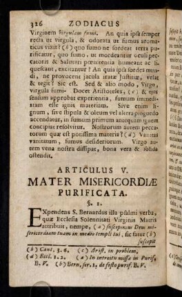 326-345, Articulus V. Mater Misericordiae Purificata.