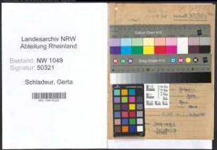 Entnazifizierung Gerta Schladeur , geb. 27.09.1907 (Putzfrau)