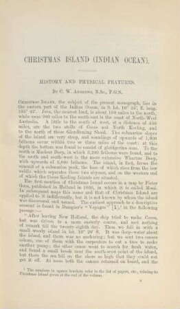 History and physical features