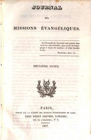 Journal des missions évangéliques. 2. 1827