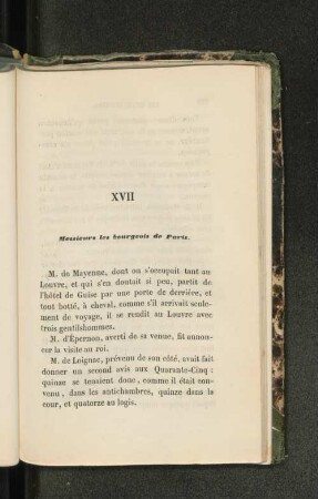 XVII Messieurs les bourgeois de Paris.