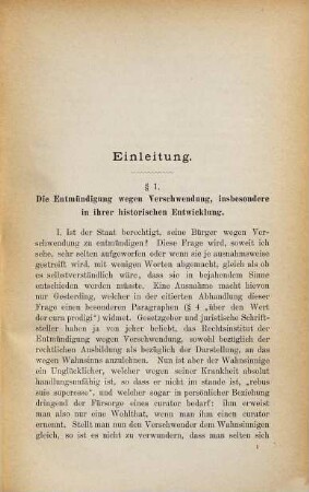 Die Entmündigung des Verschwenders nach gemeinem Rechte