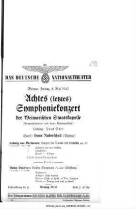 Achtes [...] Symphoniekonzert