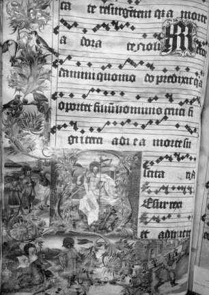 Graduale / Lobkovický gradua^B0l — Initiale R mit der Auferstehung Christi, Folio 173v