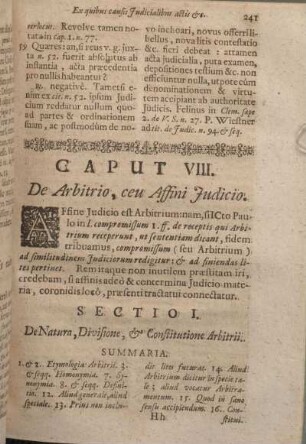 Sectio I. De Natura, Divisione, & Constitutione Arbitrii.
