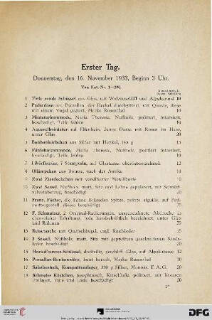 Erster Tag. Donnerstag, den 16. November 1933 (Nr. 1-200)