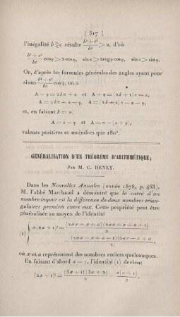 Généralisation d'un théorème d'arithmétique.