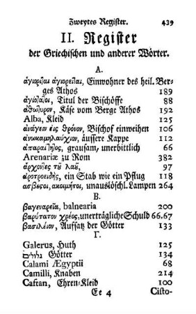 II. Register der Griechischen und anderer Wörter