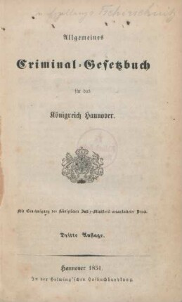 Allgemeines Criminal-Gesetzbuch für das Königreich Hannover