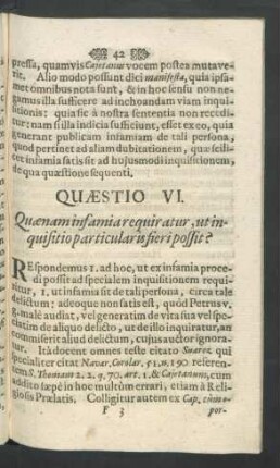 Quaestio VI. Quaenam infamia requiratur, ut inquisitio particularis fieri possit?