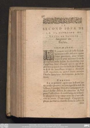 Le Second Iour De La II. Sepmaine De Gvill. De Saluste Seigneur du Bartas.