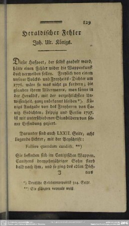 Heradlischer Fehler Joh. Ulr. Königs