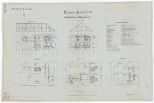 Technische Zeichnung : Fortifikation Germersheim. Defensiv Gebäude 61. Mahlmühle mit Dampfbetrieb