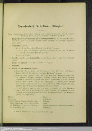 Ausnahmetarif für bestimmte Stückgüter