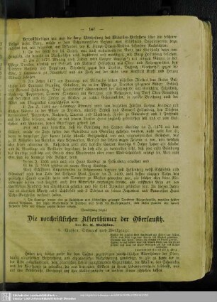 Die vorchristlichen Alterthümer der Oberlausitz