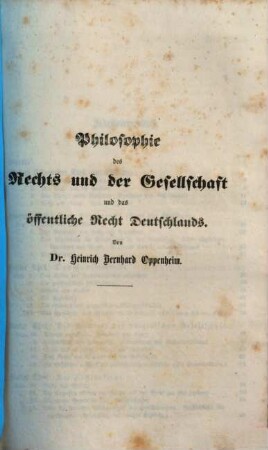 Philosophie des Rechts und der Gesellschaft