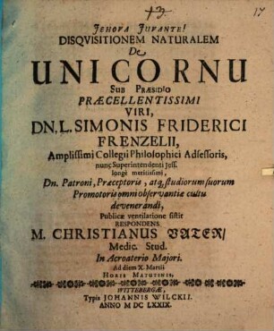 Disquisitionem nat. de unicornu