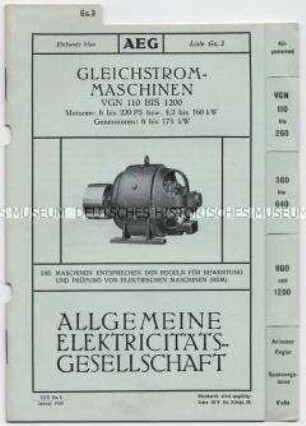 Gleichstrom-Maschinen VGN 110 bis 1200 (O) (Liste Gs.3)