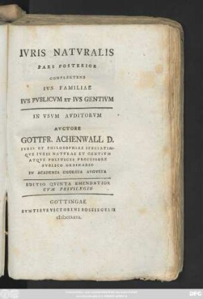 Pars 2: Ivs Natvrae : In Vsvm Avditorvm