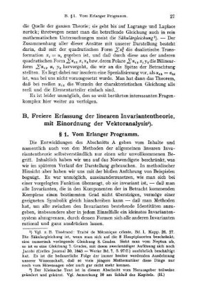 B. Freiere Erfassung der linearen Invariantentheorie, mit Einordnung der Vektoranalysis.