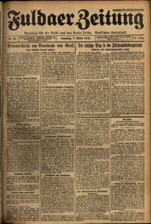 Erste Ausgabe vom Sonntag, den 07. März 1926.