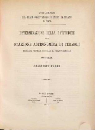 Pubblicazioni del Reale Osservatorio Astronomico di Brera in Milano, XXX