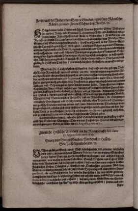 Fürstliche Hessische Antwort an die Ritterschafft sun dato 17. Septembris anno 1629
