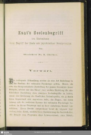 Kant's Seelenbegriff im Verhältnis zum Begriff der Seele als psychischen Realgrundes