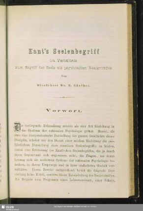 Kant's Seelenbegriff im Verhältnis zum Begriff der Seele als psychischen Realgrundes