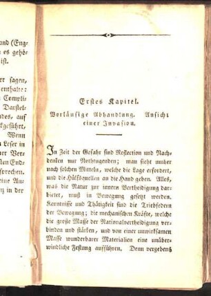 Erstes Kapitel. Vorläufige Abhandlung. Ansicht einer Invasion.