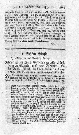 Geschichte der besten Künstler in der Schweitz. 2.Aufl. Bd.1.