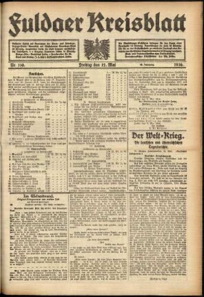 Ausgabe vom Freitag, den 12. Mai 1916.