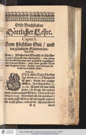 Erste Buchstaben Göttl. Lehre.
