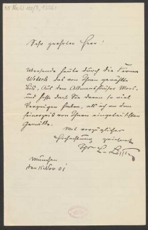 Brief an B. Schott's Söhne : 15.01.1901