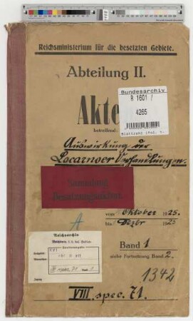 Auswirkung der Locarno-Verhandlungen: Bd. 1