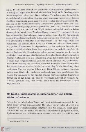 10. Küche, Speisekammer, Silberkammer und andere Wirtschaftsräume