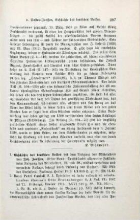 297-299 [Rezension] Janssen, Johannes, Die allgemeinen Zustände des deutschen Volkes beim Ausgang des Mittelalters