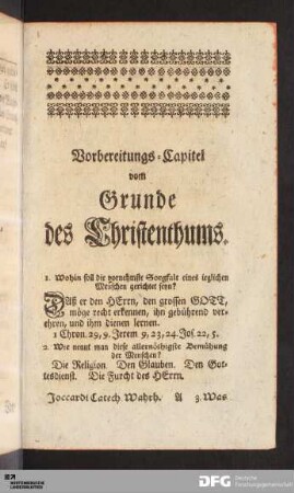 Vorbereitungs-Capitel vom Grunde des Christenthums.