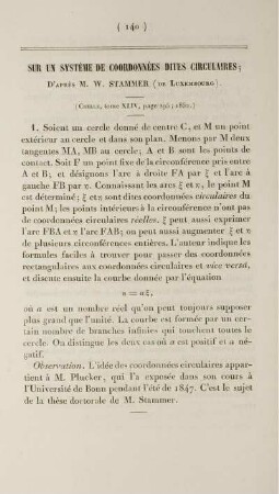 Sur un système de coordonnées dites circulaires.