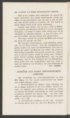 Auszüge Aus Einer Thüringischen Chronik.