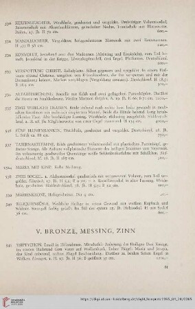 V. Bronze, Messing, Zinn (Nr. 541 - 583)