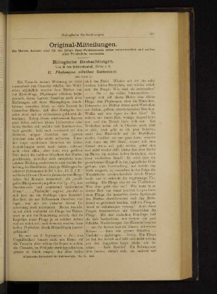 Biologische Beobachtungen.