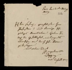 Brief von [...] Dapping [?] an Heinrich Ewald, Paris, 21.3.1829