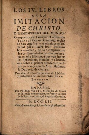 Los 4 libr. de la imitacion de Christo
