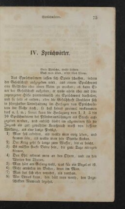 IV. Sprüchwörter.