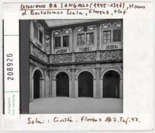Florenz: Haus des Bartolomeo Scala, Hof. Architekt: Guiliano da Sangallo